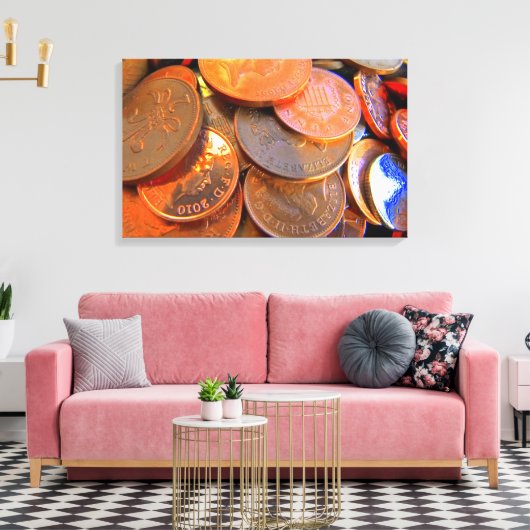 De kleur van het geld canvas afdruk (Insitu (Woonkamer))