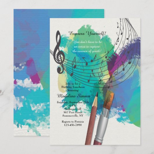 De kleur van muziek uitnodiging (Voorkant / Achterkant)