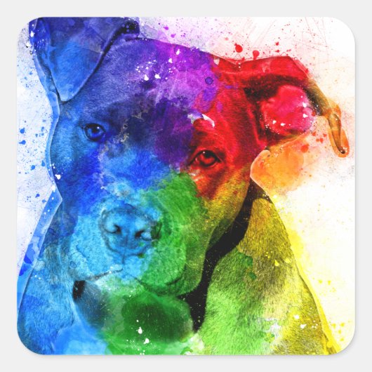 De kleuren van de Liefde zijn een Pitbull Vierkante Sticker (Voorkant)