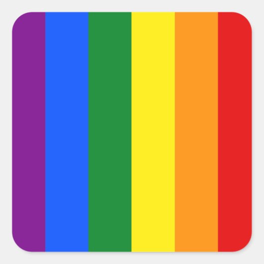 De kleuren van de regenboog vierkante sticker (Voorkant)