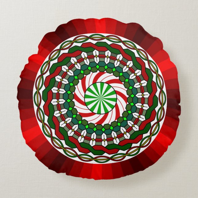 De kleuren van Kerstmis Ronde Kussen (Voorkant)