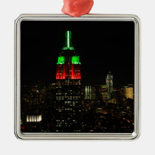 De Kleuren van Kerstmis van het Empire State Build Metalen Ornament