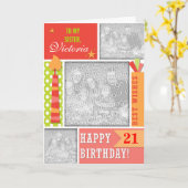 De Kleuren Verjaardag Gepersonaliseerde Photocard Kaart (Gele Bloem)