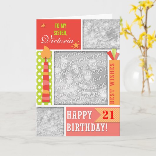 De Kleuren Verjaardag Gepersonaliseerde Photocard Kaart (Gele Bloem)