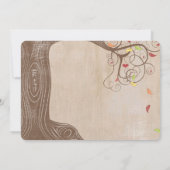 De kleurenboom van de val op bruin papieren bruilo kaart (Achterkant)