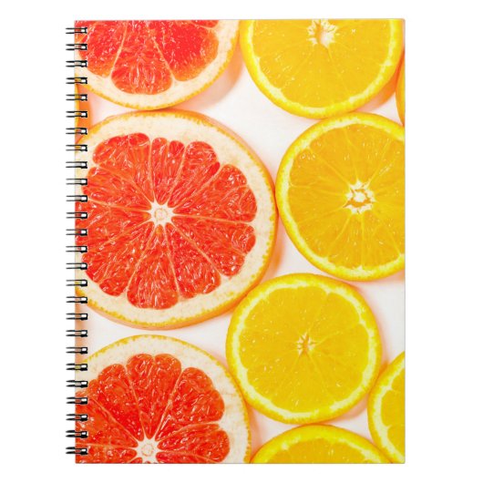 De kleurencitrusplakken van de gradiënt op witte a notitieboek (Voorkant)