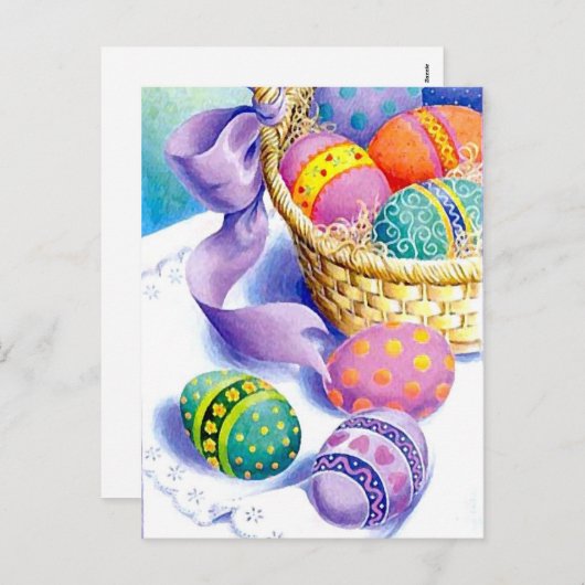 De kleureneieren van Pasen Feestdagenkaart (Voorkant / Achterkant)