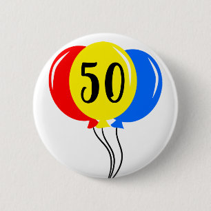 De kleurrijke 50ste Ballons van de Verjaardag Ronde Button 5,7 Cm