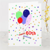 De kleurrijke 60ste Ballons van de Verjaardag Kaart (Gele Bloem)