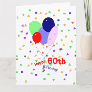 De kleurrijke 60ste Ballons van de Verjaardag Kaart