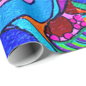 de kleurrijke 70 hippie vrede en liefde voor het v cadeaupapier (Rol Hoek)