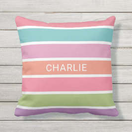 De kleurrijke Aangepaste naam van Stripes werpt ku Buitenkussen