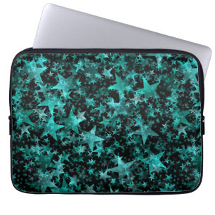 De kleurrijke Achtergrond van Aqua van Sterren Laptop Sleeve