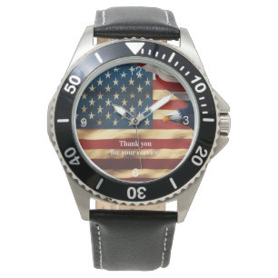 De kleurrijke Amerikaanse adelaar met vlaggetje Horloge