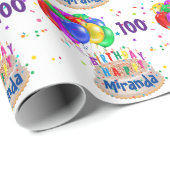 De kleurrijke ballonnen voegen de NAAM 100 Dag van Cadeaupapier (Rol Hoek)