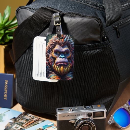 De Kleurrijke Blik van Bigfoot Bagagelabel (Voorkant & Achterkant)