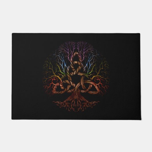 De kleurrijke boom van het leven met Triquetra Deurmat (Voorkant)
