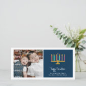 De kleurrijke Chanoeka van Menorah van het Kobalt Feestdagenkaart (Staand voorkant)