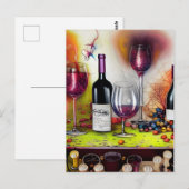 De kleurrijke digitale kunst in de wijnbouw briefkaart (Voorkant / Achterkant)
