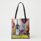 De kleurrijke digitale kunst in de wijnbouw tote bag (Voorkant)