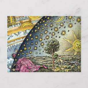 De kleurrijke Flammarion graveert de zon en de ste Briefkaart