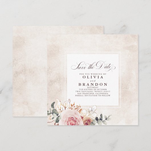 De kleurrijke Floral legant sparen de Datum Aankondiging (Voorkant / Achterkant)