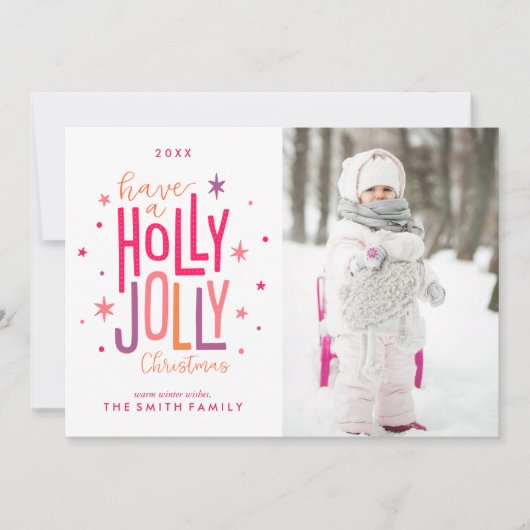 De kleurrijke Foto van Kerstmis van de Hulst heel Feestdagenkaart (Voorkant)