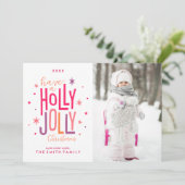 De kleurrijke Foto van Kerstmis van de Hulst heel Feestdagenkaart (Staand voorkant)