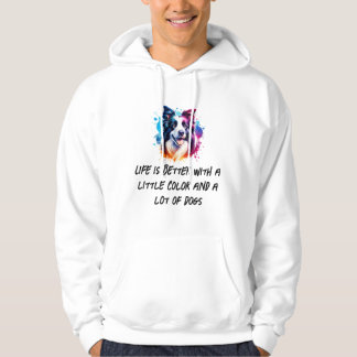 De kleurrijke hond splash van geluk hoodie