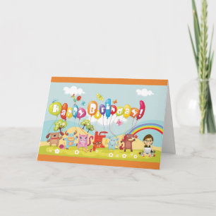 De kleurrijke Kinder Kaart van de Verjaardag