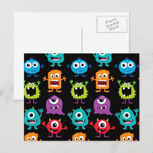 De kleurrijke Kinder Monsters van het Abstracte Briefkaart (Voorkant / Achterkant)
