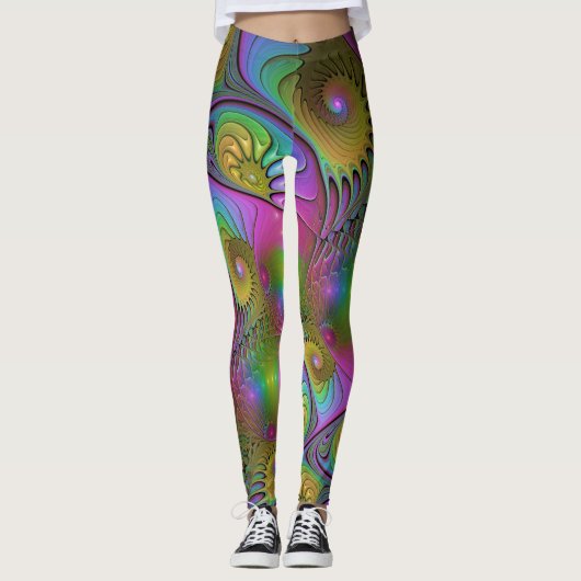 De kleurrijke lichtgevende moderne Abstracte fract Leggings (Voorkant)