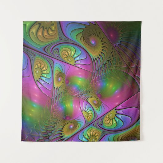 De kleurrijke lichtgevende moderne Abstracte fract Wandkleed (Voorkant (horizontaal))