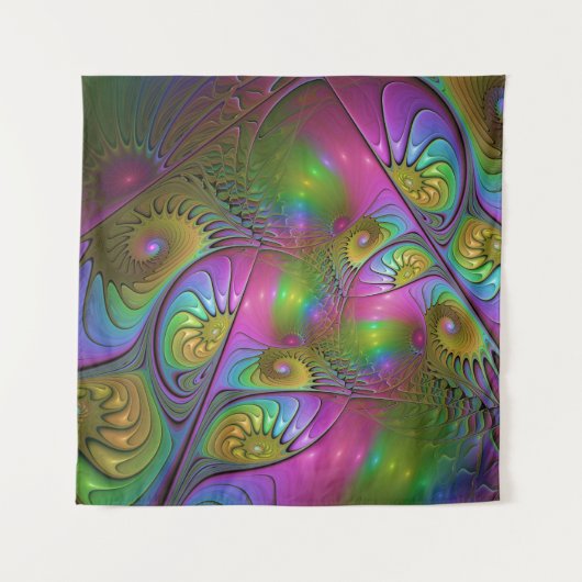 De kleurrijke lichtgevende moderne Abstracte fract Wandkleed (Voorkant)