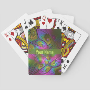 De Kleurrijke Lichtgevende Trippy Abstract Fractal Pokerkaarten