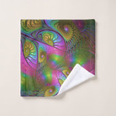 De kleurrijke lichtgevende Trippy Abstracte Fracta Bad Handdoek (Wasdoekje)