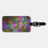 De kleurrijke lichtgevende Trippy Abstracte Fracta Bagagelabel (Voorkant horizontaal)