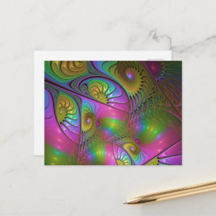 De Kleurrijke Lichtgevende Trippy Abstracte Fracta Briefkaart