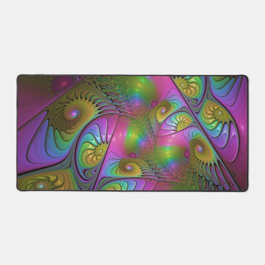 De kleurrijke lichtgevende Trippy Abstracte Fracta Bureaumat (Voorkant)