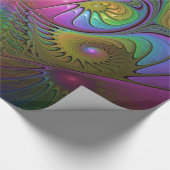 De kleurrijke lichtgevende Trippy Abstracte Fracta Cadeaupapier (Hoek)