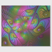 De kleurrijke lichtgevende Trippy Abstracte Fracta Cadeaupapier (Vlak)