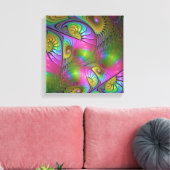 De kleurrijke lichtgevende Trippy Abstracte Fracta Canvas Afdruk (Insitu (Woonkamer))
