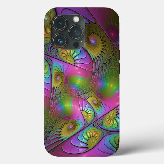 De kleurrijke lichtgevende Trippy Abstracte Fracta Case-Mate iPhone Case (Achterkant)