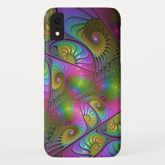 De kleurrijke lichtgevende Trippy Abstracte Fracta Case-Mate iPhone Case (Achterkant)