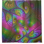 De kleurrijke lichtgevende Trippy Abstracte Fracta Douchegordijn (Voorkant)