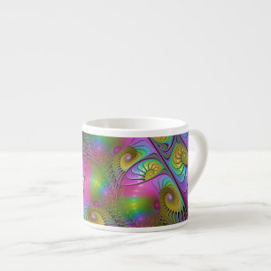 De Kleurrijke Lichtgevende Trippy Abstracte Fracta Espresso Kop