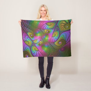 De Kleurrijke Lichtgevende Trippy Abstracte Fracta Fleece Deken