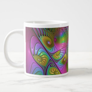 De kleurrijke lichtgevende Trippy Abstracte Fracta Grote Koffiekop