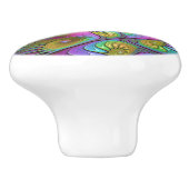 De kleurrijke lichtgevende Trippy Abstracte Fracta Keramische Knop (Zijkant)