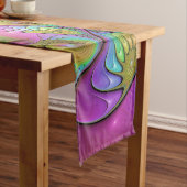 De kleurrijke lichtgevende Trippy Abstracte Fracta Korte Tafelloper (Voorbeeld)